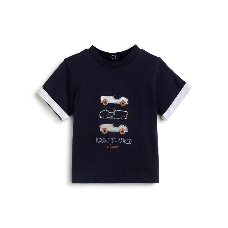 Boys Dark Blue Graphic Printed Short Sleeve T-Shirt image number 0